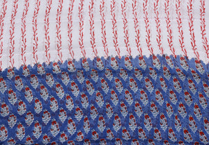Blue Block Butti Print Cotton Suit Material