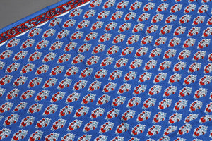 Blue Block Butti Print Cotton Suit Material