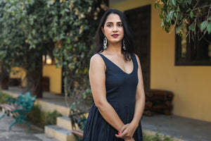 Black Solid Kali Dress