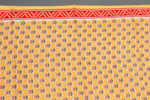 Yellow Block Butti Print Cotton Salwar Suit Set Material