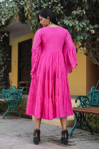 Pink Solid Printex Tyrer Dress