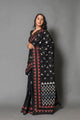 Black & White Triangle Block Print Mul Cotton Saree With Blouse