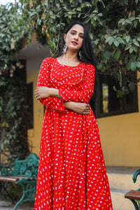 Red Bandhaj Dress