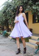 Lavender Tying Neck Short Dress