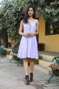 Lavender Tying Neck Short Dress