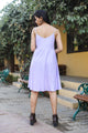 Lavender Tying Neck Short Dress