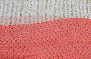 Coral Flower Block Butti Print Cotton Salwar Suit Set Material