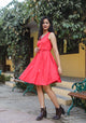 Red Angharakha Short Dress