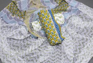 Mahendi Green Block Print Cotton Suit Set Material