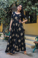 Black Golden Print Butta Dress