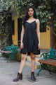 Black Solid Tyre Short Dress