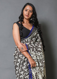 Kashish Overall Block Print Mul Cotton Saree with Blouse