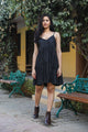 Black Solid Tyre Short Dress