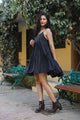 Black Solid Tyre Short Dress