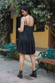 Black Solid Tyre Short Dress