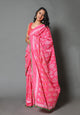 Pink & Red Block Butta Print Mul Cotton Saree with Blouse