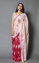 Pink Batik & Block Print Mul Cotton Saree with Blouse