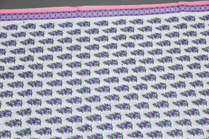 White & Pink Block Butti Print Salwar Suit Set Material