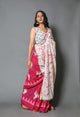 Pink Batik & Block Print Mul Cotton Saree with Blouse