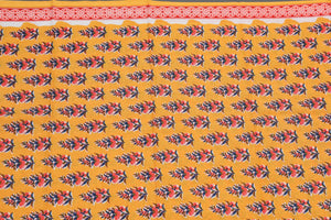 Orange Block Butti Print Cotton Suit Set Material