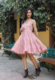 Coral Block Butti Tyre Short Dress