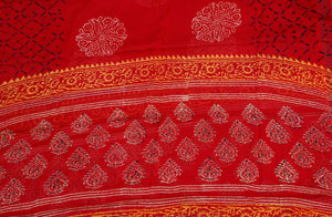 Red Napthol Pan Block Print Cotton Salwar Suit Set Material