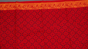Red Napthol Pan Block Print Cotton Salwar Suit Set Material