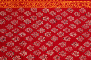 Red Napthol Pan Block Print Cotton Salwar Suit Set Material