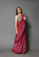 Burgundy Polka Dot Print Mul Cotton Saree with Blouse