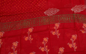 Red Napthol Block Butta Print Cotton Salwar Suit Set Material