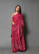 Burgundy Polka Dot Print Mul Cotton Saree with Blouse