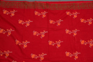 Red Napthol Block Butta Print Cotton Salwar Suit Set Material