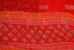 Red Napthol Block Print Cotton Salwar Suit Set Material