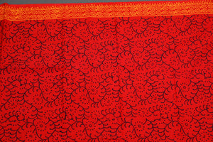 Red Napthol Block Print Cotton Salwar Suit Set Material