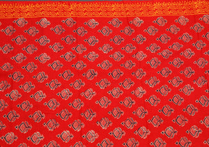 Red Napthol Block Print Cotton Salwar Suit Set Material
