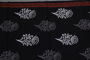Black Mughal Block Butta Print Cotton Suit Material