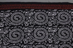Black Warly Print Cotton Salwar Suit Material