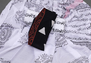 Black Triangle Block Print Unstitched Suit Set