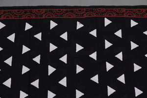 Black Triangle Block Print Unstitched Suit Set