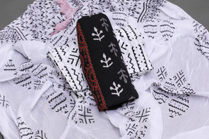 Black Discharge Butti Print Cotton Suit Material