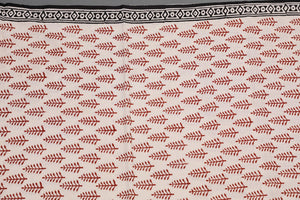 Ivory Red Block Butti Print Cotton Salwar Suit Set Material