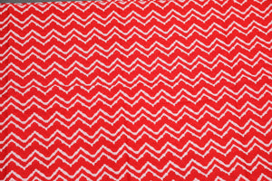 White & Red Block Butti Print Cotton Suit Set Material