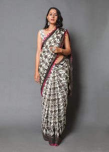 Kashish Block Print Mul Cotton Saree with Blouse