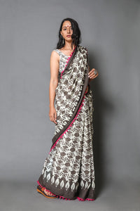 Kashish Block Print Mul Cotton Saree with Blouse
