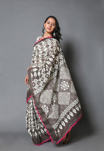Kashish Block Print Mul Cotton Saree with Blouse