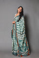 Green Overall Block Print Mul Cotton Saree with Blouse