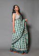 Green Overall Block Print Mul Cotton Saree with Blouse