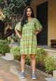 Green Jaal Print Short Dress