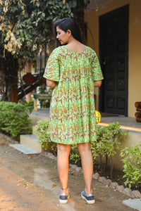 Green Jaal Print Short Dress