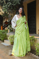 Mint Green Applique Work Cotton with Unstitched Blouse